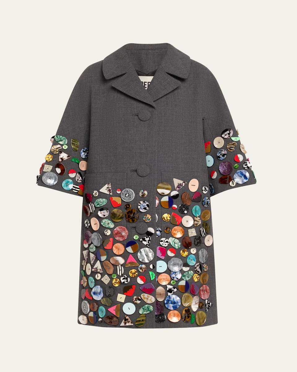 Memory Vase Patch Pocket Buttoned Wool Coat